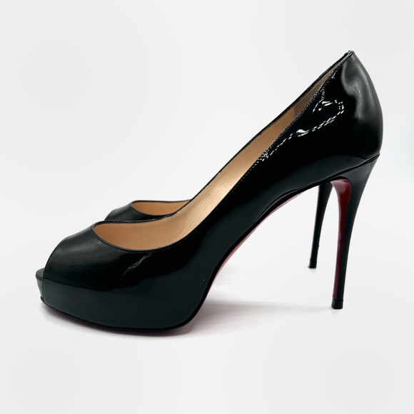 Christian Louboutin Very Prive 100 Patent Black Leather Platform Pump Heels - Picture 5 of 13